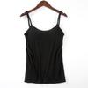 Women Sexy Sleeveless V Neck Adjustable Strap Camisole Top With Built In Padded Bra Solid Basic Vest Tank Tops Cami