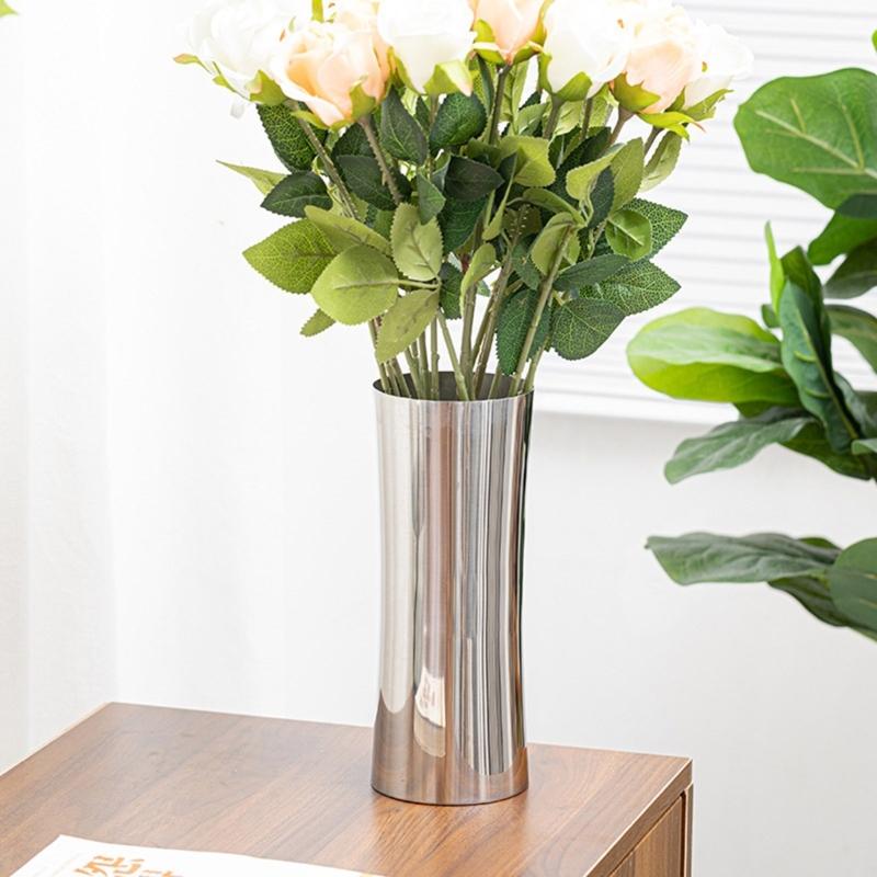 Stainless Steel Flower Vase Polished Flower Holders Modern Elegant Homes Decoration, Durability Table Centerpieces