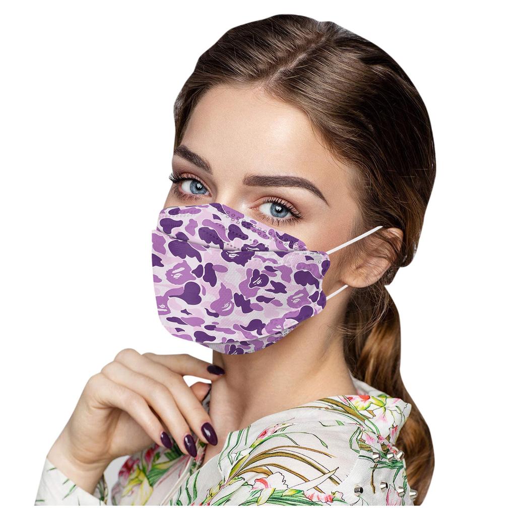 50PCS Unisex Adult Camouflage Print Outdoor Mask Protective Disposable Face Mask