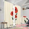 2pcs 2D flat printing Window Curtains Poppy flowers take care yourself 100% Polyester Fabric Without Electricity Festive Wall