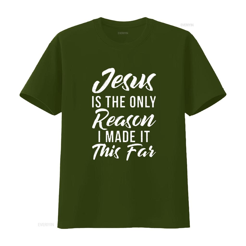 Herren Jesus ist der einzige Grund, warum ich es so weit geschafft habe Gott Religiös T-Shirt Schwarz 2XL Vintage Gewaschenes Oberteil Für Den Alltag