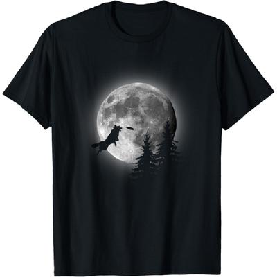 Border Collie Catching Frisbee Moon T-Shirt