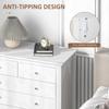 Modern Chest of Drawers, 5 Drawer Storage Cabinet with Metal Handles and Runners for Bedroom, White