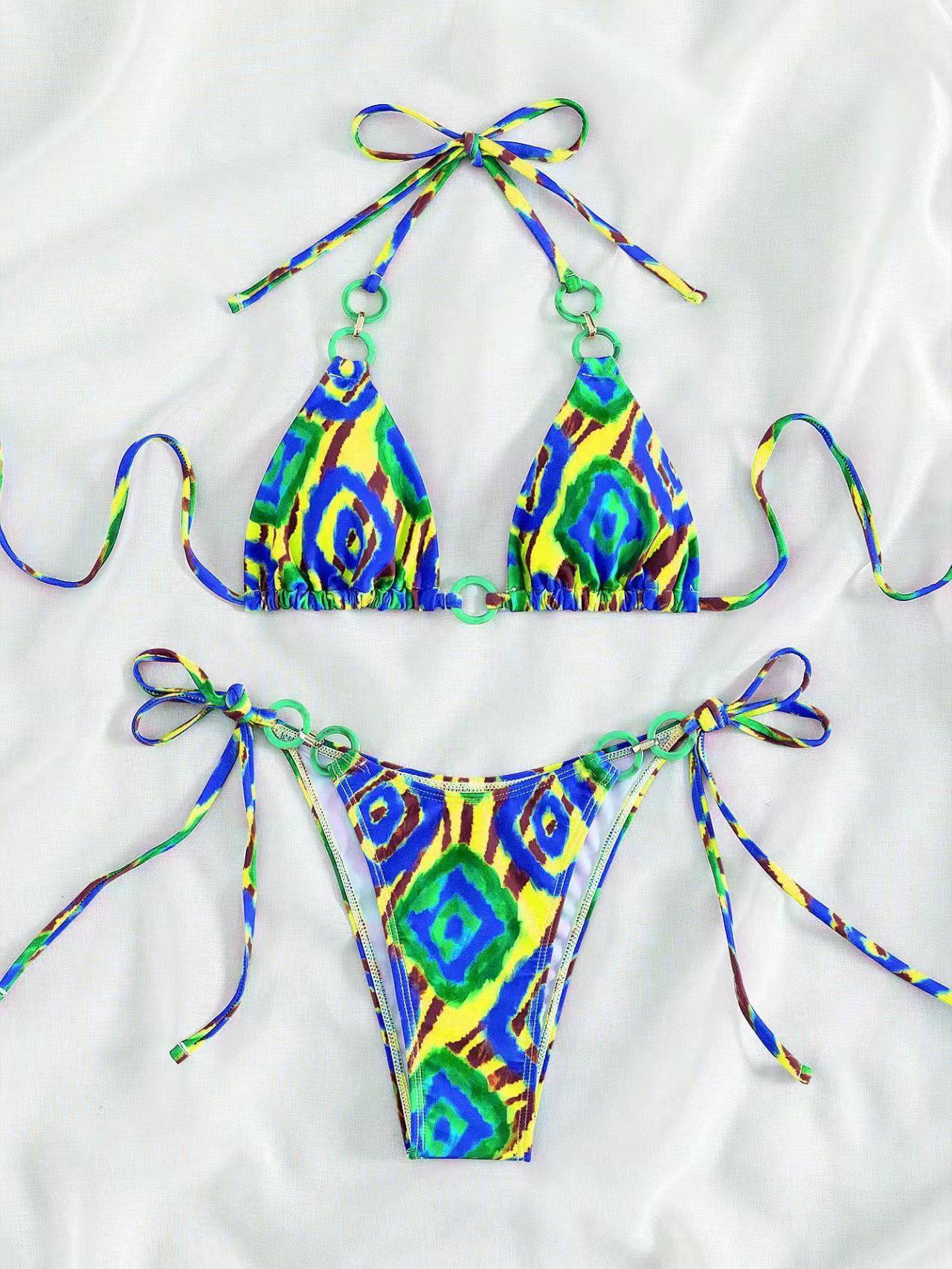 

2023 Европейский и американский сексуальный раздельный купальник бикини на шнуровке для женщин XL