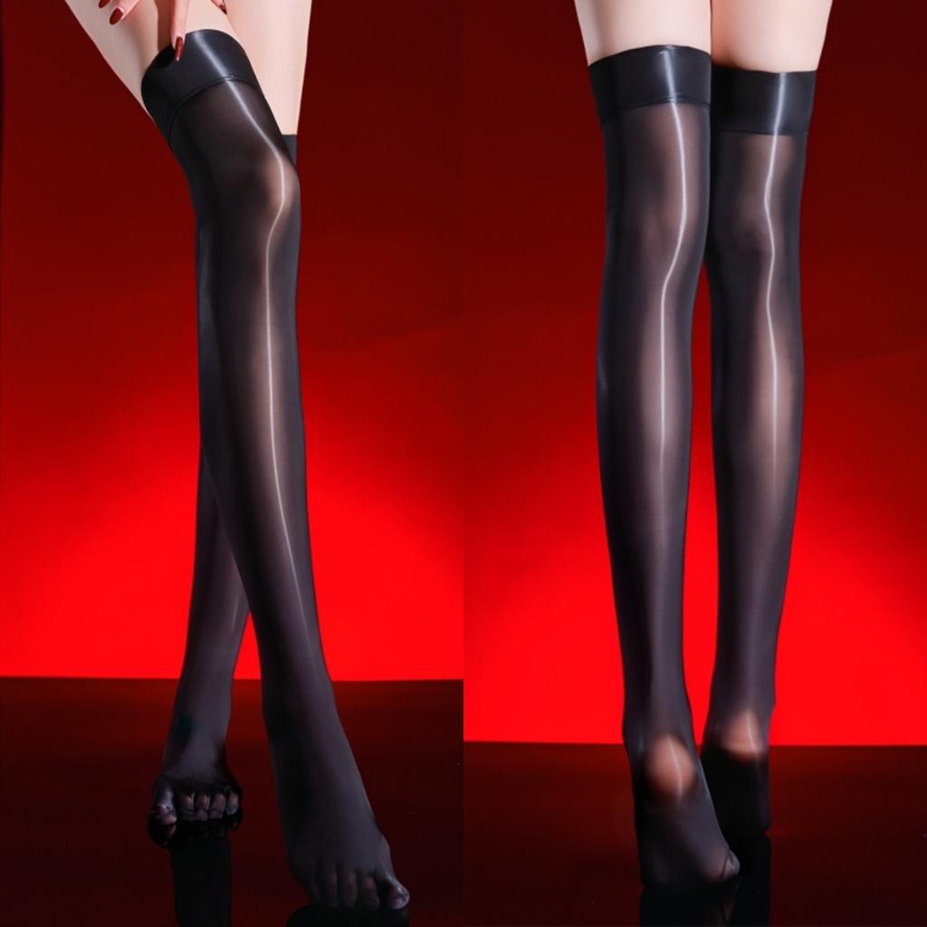 Separate Toes Women Men Unisex Stockings Horse Oil Shiny Knee High Five Fingers Stockings Harajuku Party Transparent Underwear