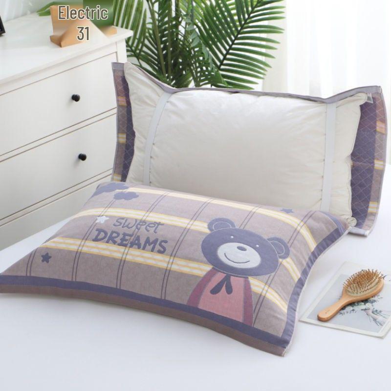 Yiwenwo Non-Slip Extra Large Cotton Gauze Pillowcase with Fixed Straps for Students & Adults