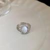 18K Gold Plated Pearl & Diamond Open Ring: High-End Fashion Jewelry for Women