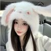 Ears Can Move Rabbit Ear Plush Cap Warm Beanies Hat Fashion Bomber Cap  Women