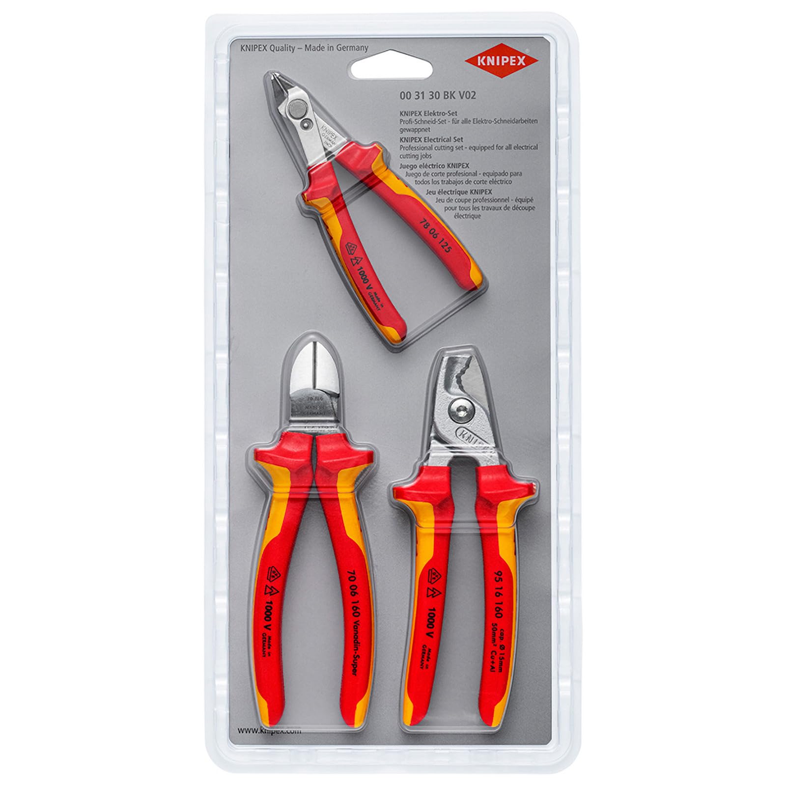 

KNIPEX Insulated Cutting 003130BKV02 Set, 3-Piece Set,