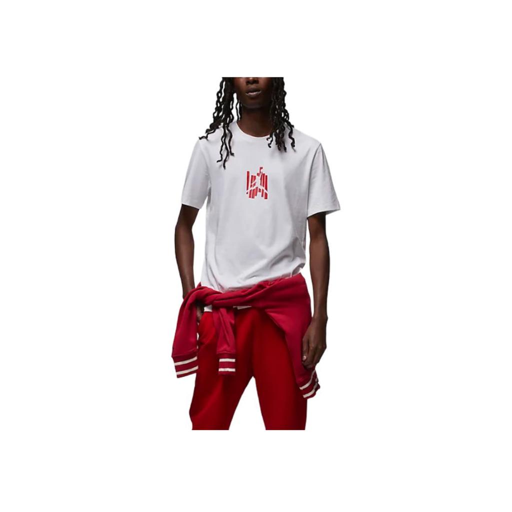 Jordan Brand Printed Soft Comfortable Casual Short Sleeve T-Shirt Men Tops White Fitness-Red FD7026100