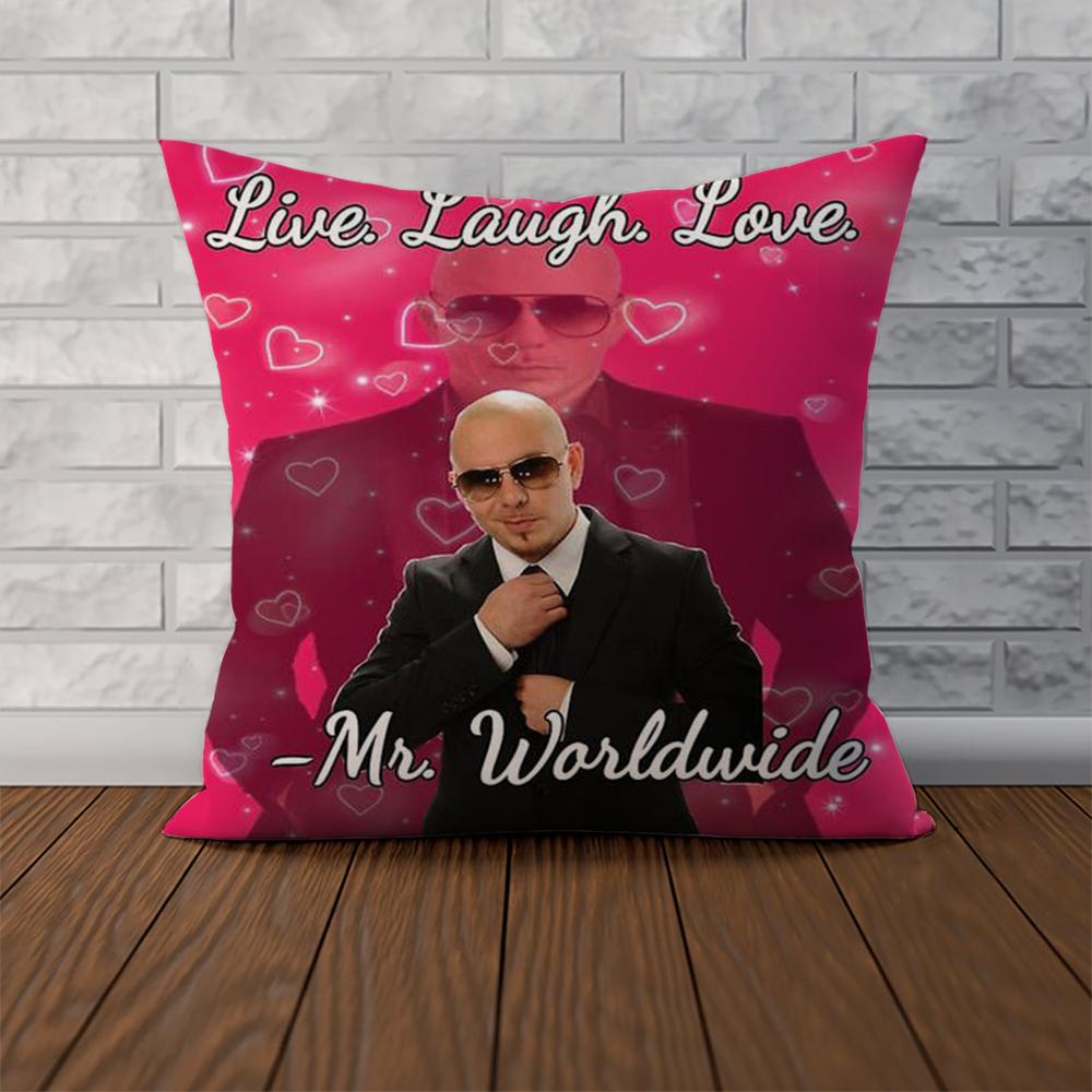 Mr Worldwide Pitbull Pillow Case For Car Sofa Decorative Home Doublesided Print Plush Square Throw Pillow Cushion Cover