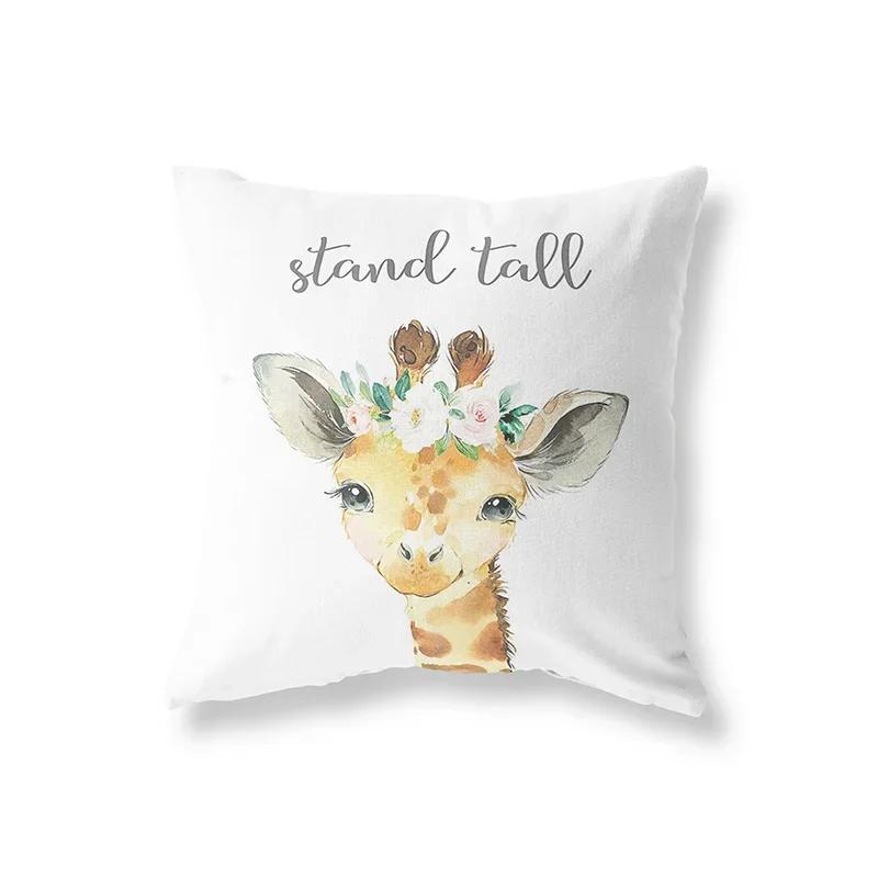Cute Rabbit Giraffe Animals Children Room Decor Polyester  Cushion Cover Sofa Pillow  Home Decoration Throw Pillowcase