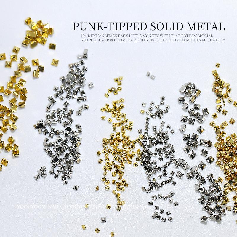 200Pcs Metal Rivet Nail Ornament Gold/Silver Charms 1/1.5/2/3mm Square Punk Spikes Studs Tip Decoration DIY Crafts Manicure