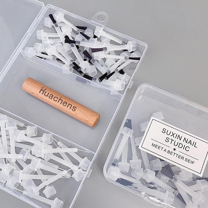 40/60 Pcs Nail Polish Brush With Double Head Pen Can Replacement Head Brush Nail Brush Liquid Applicators Manicure Tools