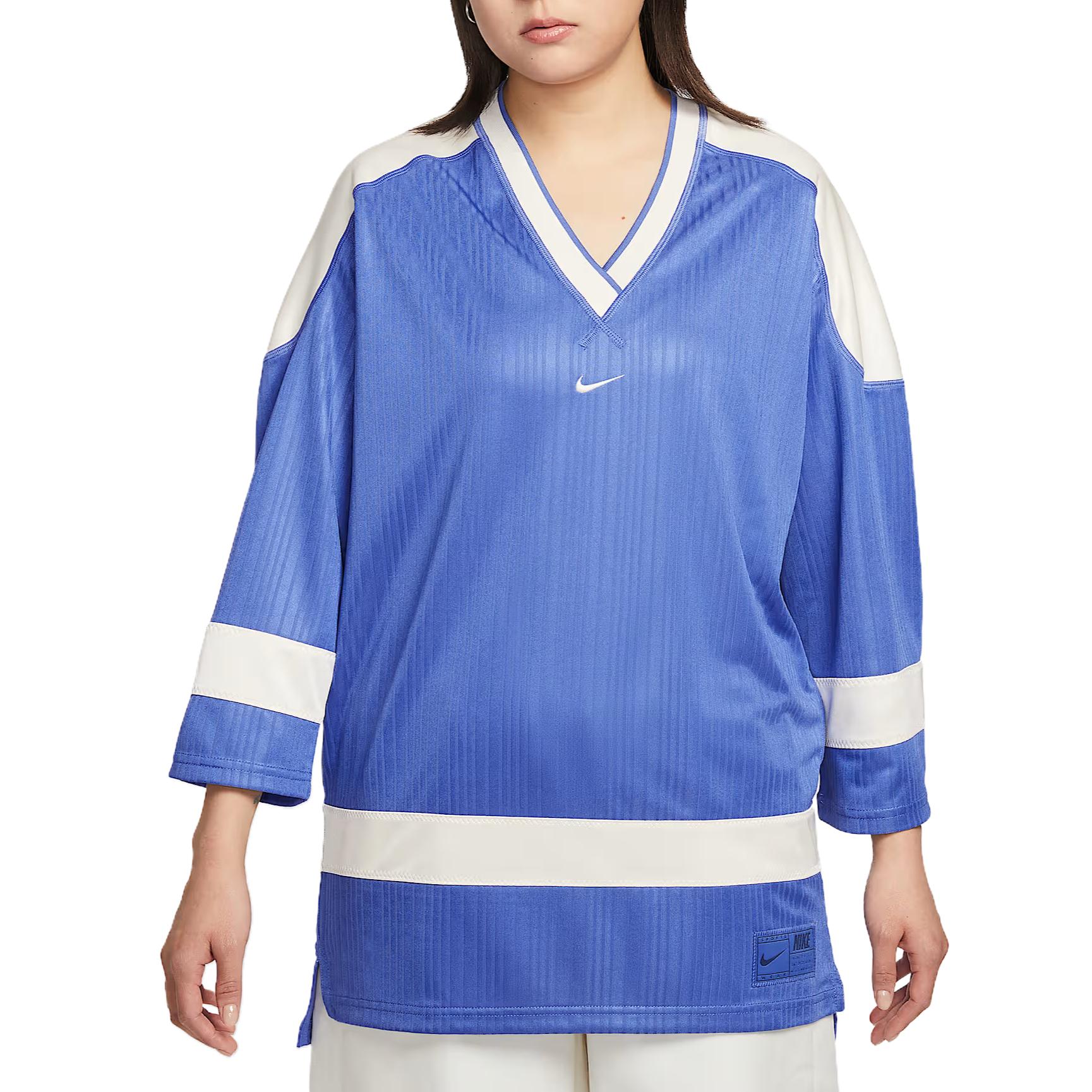Женская футболка Nike Sportswear в стиле колор-блок, с полосками, V-образным вырезом, свободного кроя, с рукавами реглан, топ IF0320-460 S