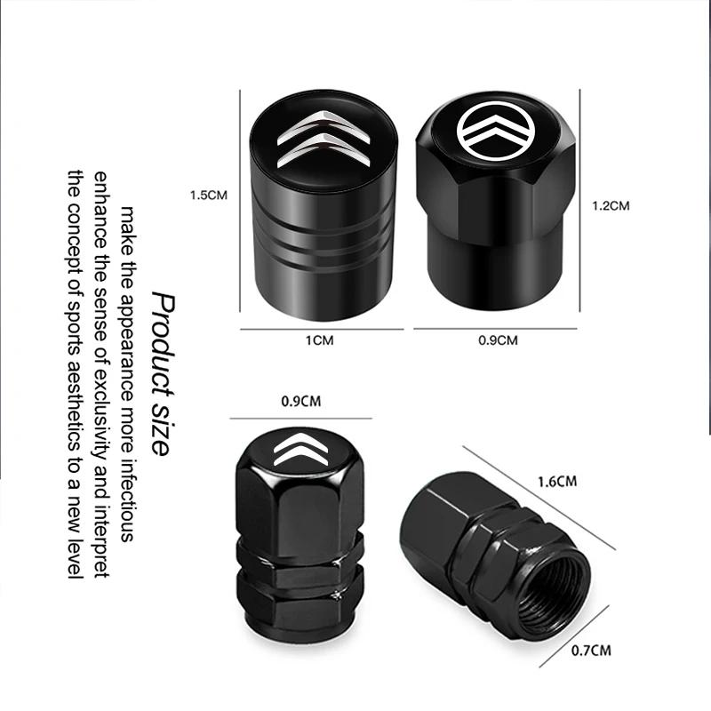 Car 3D Metal Logo Wheel Stem Air Valve Caps Tire Dust Covers For Citroen e-C3 e-C4 X C5X C3 C4 Cactus Picasso C-Crosser C6 C1