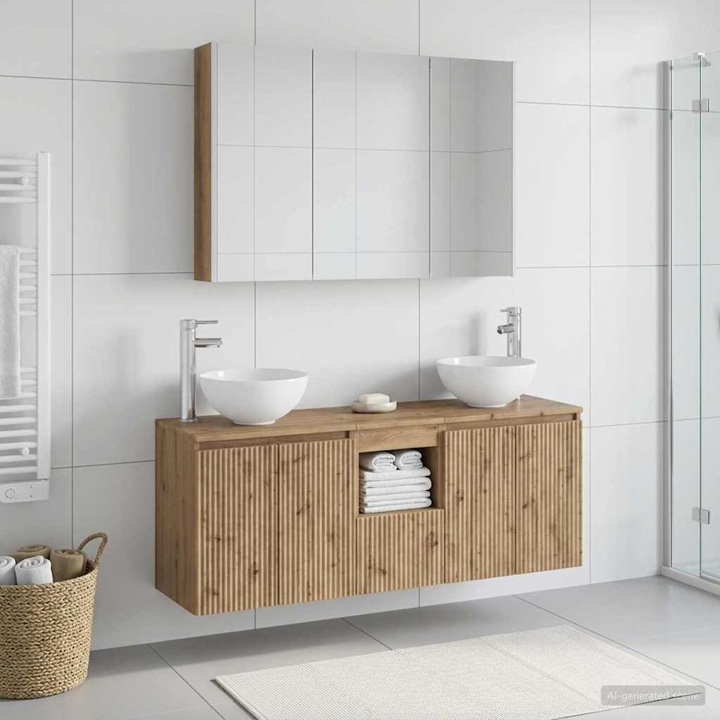 Bathroom Cabinet Set 4 pcs Artisan Oak 103.5 x 15.5 x 70 cm