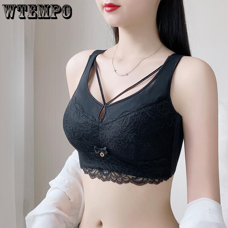 Lace Lingerie Women's Adjustable Bra Thin Breathable Gathering and Seamless Bra Push Up Bra