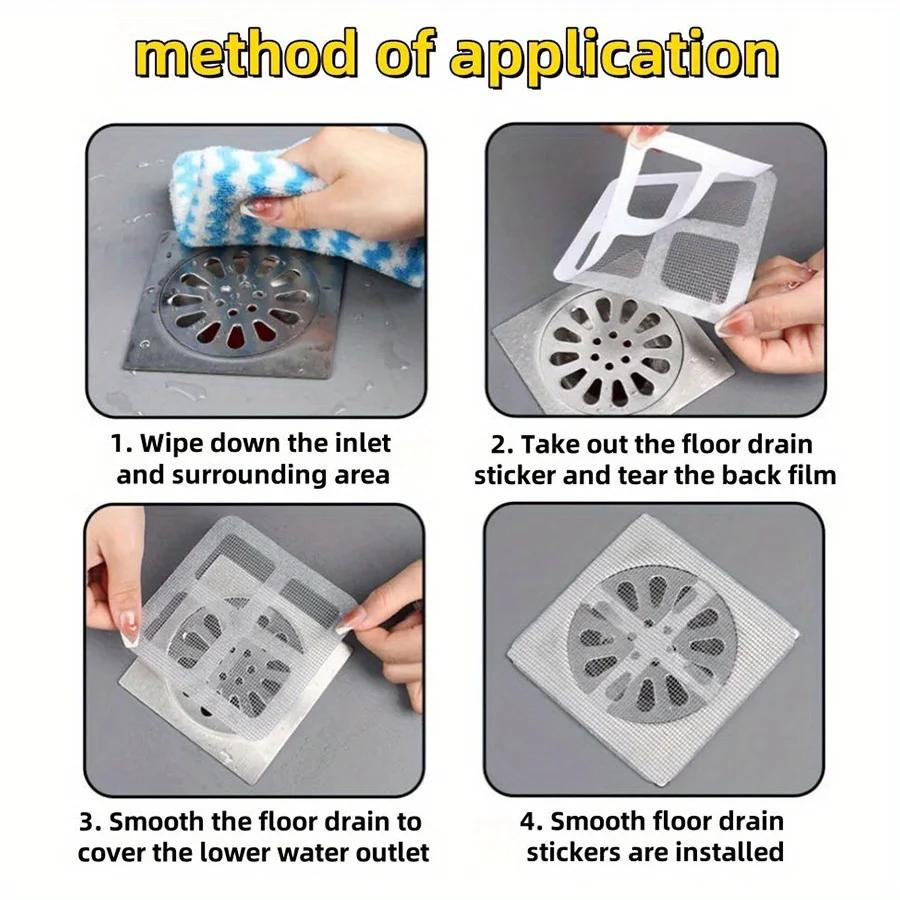 Disposable Hair Drain Catcher Floor Drains Sticker Mesh Anti Blocking Filter Shower Cover Kitchen Bathroom Sink Strainer Stoppe