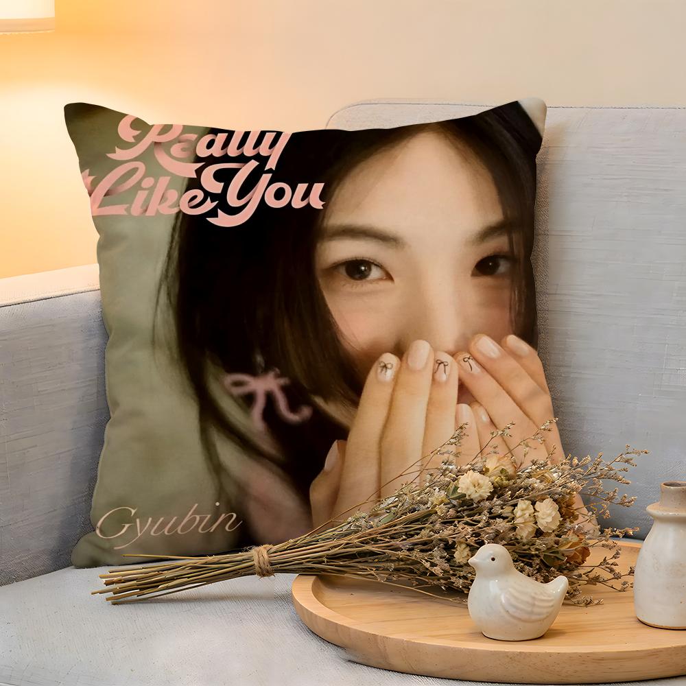 Cushion Cover  Linen  SkinFriendly Soft Decorative Case For Sofa Home Decor Hot Kpop Singer GGyubin Sweet Pillow cover
