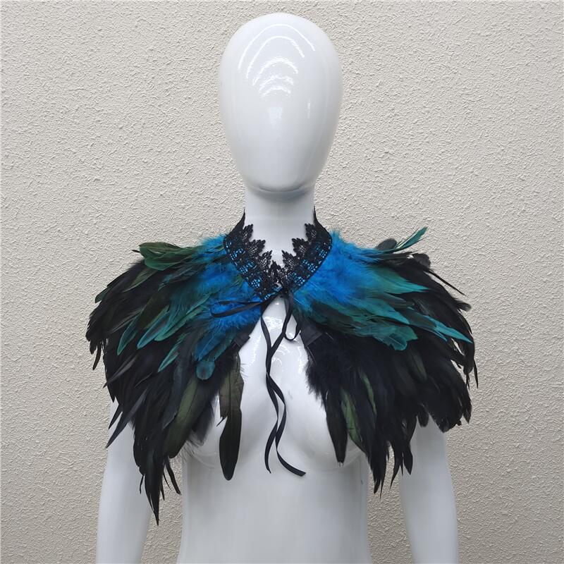 Halloween Masquerade Feather Cape Shawl Bolero with Optional Multi-Color Choices