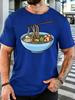 Unisex Cotton Tee Cartoon RaUnisex Noodle Bowl Chopsticks Graphic Short Sleeve Tshirt For Asian Food Lovers Daily Casual Street Top