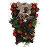 Xmas Swag Creative Artificial Spruce Xmas Teardrop Wreath with Pine Cones Balls Bow for Door Window Display Arrangement