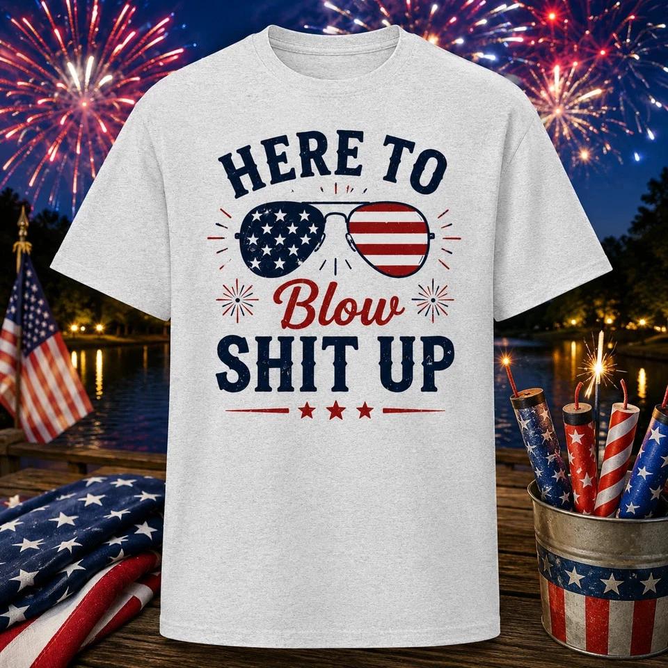 Funny 4th Of July Shirt Patriotic America BBQ Fireworks Dad Gift TShirt S