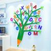 Cartoon Pencil Tree Wall Sticker Acrylic Kindergarten Wall Decals English Letter Wall Sticker Children Bedroom Study Room Decor