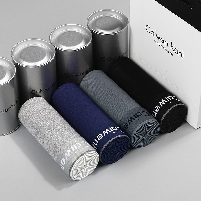 Herren-Boxershorts, atmungsaktiv, aus reiner Baumwolle und Modal, Four Corners Tide Graphene, dünne Jungen-Shorts, Geschenkbox