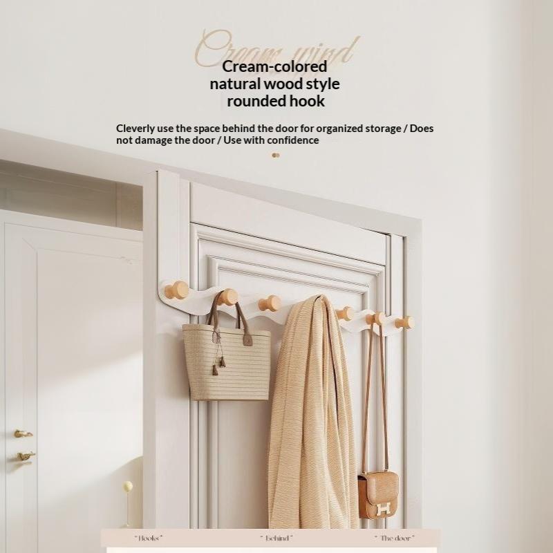 1Pcs Over The Door Coat Hook Rack 5/7 Sturdy Wood Knobs No Drill Installation For Hanging Bags Coats Towels In Entryway Bedroom