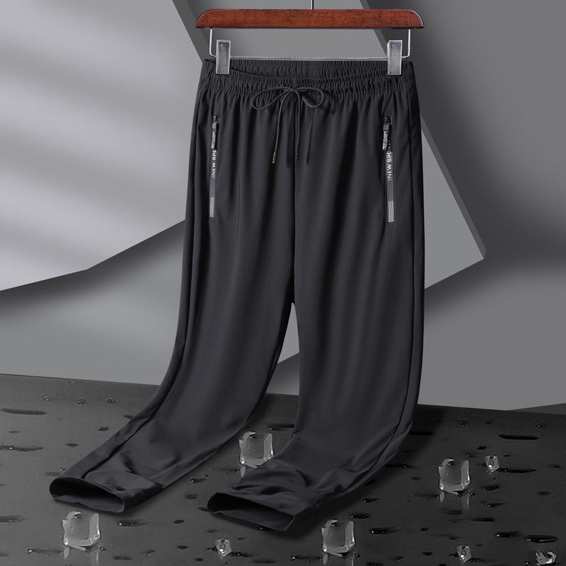Men's Plus Size Quick-Dry Ice Silk Joggers - High Elasticity, Breathable, Straight Leg, Outdoor Casual Pants