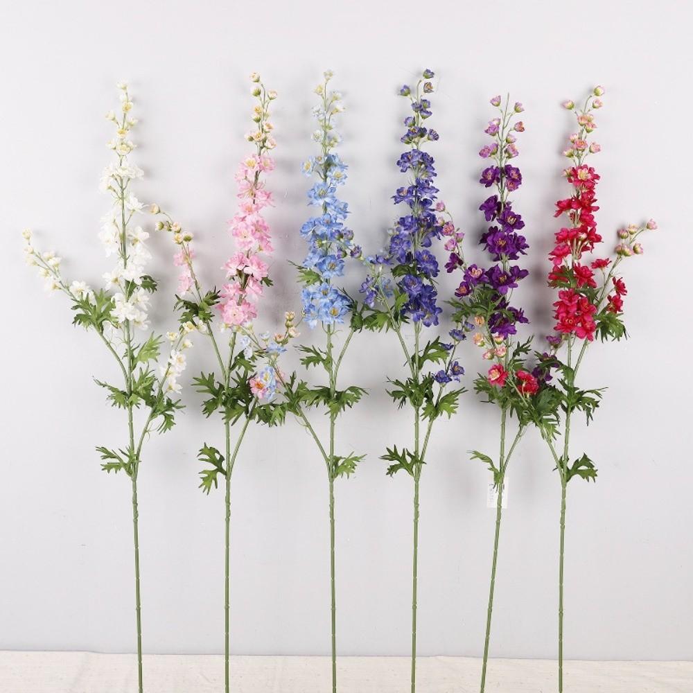 Green Leaves Artificial Larkspur Flower Real Touch Realistic Simulation Big Violet Luxury Artificial Fake Flower Valentine's Day