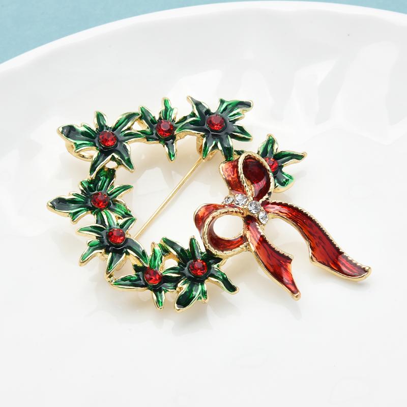 

Эмаль Рождественский венок Броши для женщин Бантик Цветок Круг Брошь Булавки Подарки