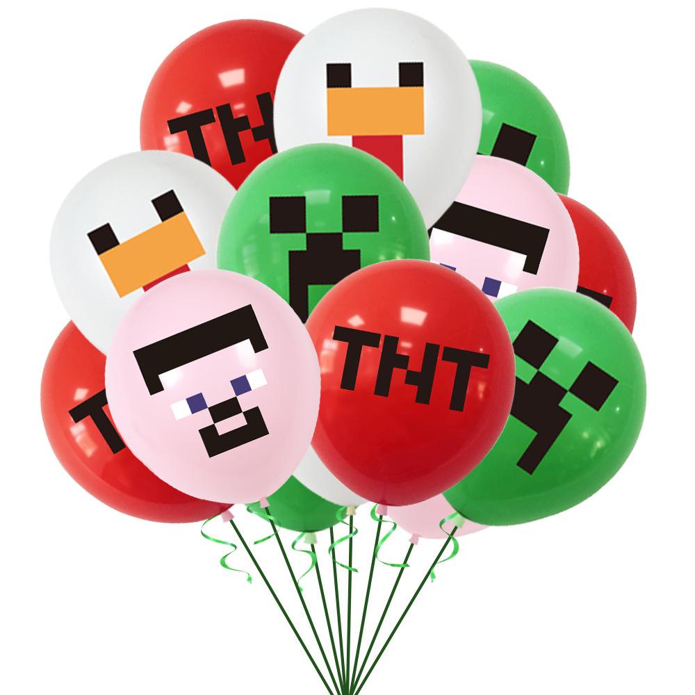 Minecraft Mosaic Pixel Theme Party Flags & Cake Toppers