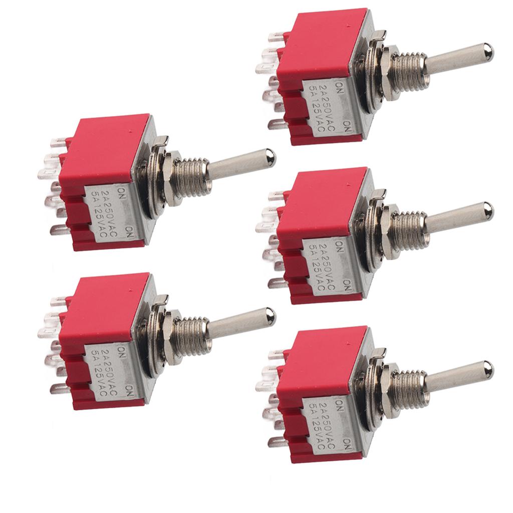5Pcs ONON 2 Position Toggle Switch 3PDT 9 Pin 6mm 2A250VAC 5A125VAC