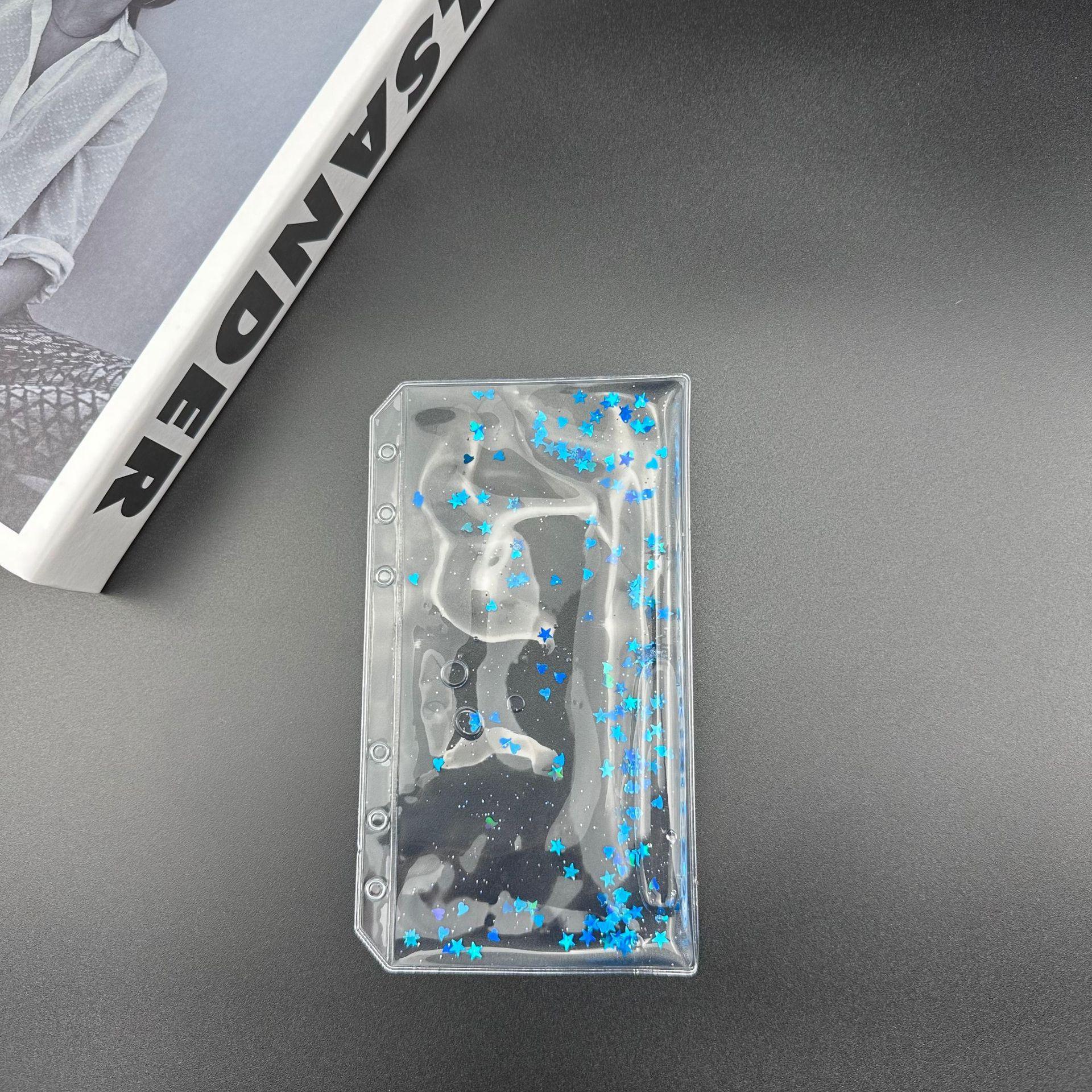 A6 Colofrful Glitter Oil Binder Pockets Binder Zipper Folders For 6-ring Notebook Binder Waterproof Pvc Leaf Document Filing Bag (blue,A6) синий