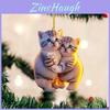 Adorable Acrylic Couple Cat 2d Car Hanging Ornament For Stylish Auto Interior Decor