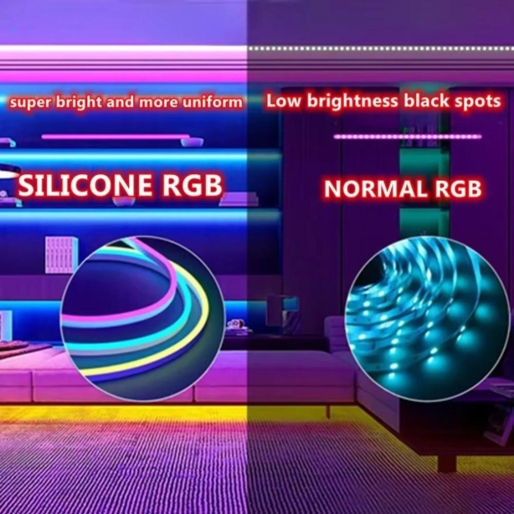 New 60/100/200cm RGB Neon LED Rope Lights Control Home Decor Flexible LED Diode Waterproof Colorful Flexible Light Strip