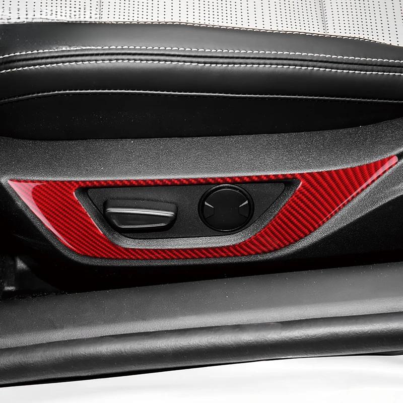 Real Soft Carbon Fiber Sticker For Ford Mustang GT 2024 2025 LHD RHD Car Seat Handle Button Frame Interior Trim Accessories.