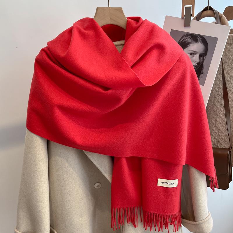 Temperament Solid Color Imitation Cashmere Scarf Women's Winter Versatile Warm Men's Coffee Color Scarf Versatile Shawl
