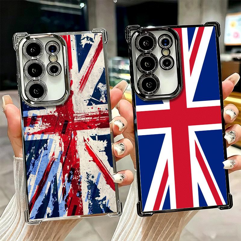 Union Jack England UK Flag Soft Phone Case For Samsung Galaxy S26 Ultra S25 Edge S24 FE S23 Plus S22 S21 + S20 Plating Anti-Fall