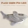 Cute Plush Ocean Shark Pencil Case, Large Capacity Cosmetic Bag Pen Pouch, Portable Stationery Storage Box for School Office