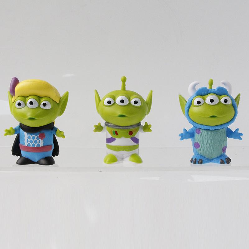 6Pcs Toy Story Alien Cosplay Mini Figures Set Woody Rex Jessie Buzz Sulley PVC Figurines Desktop Car Ornament Collectible Toy Gift For Kids Movie Fans