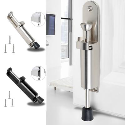 Spring Door Stopper Zinc Alloy Foot Kickdown Door Stop Sturdy Telescope Door Stopper Foot Pedal Door Lock Holder with Rubber