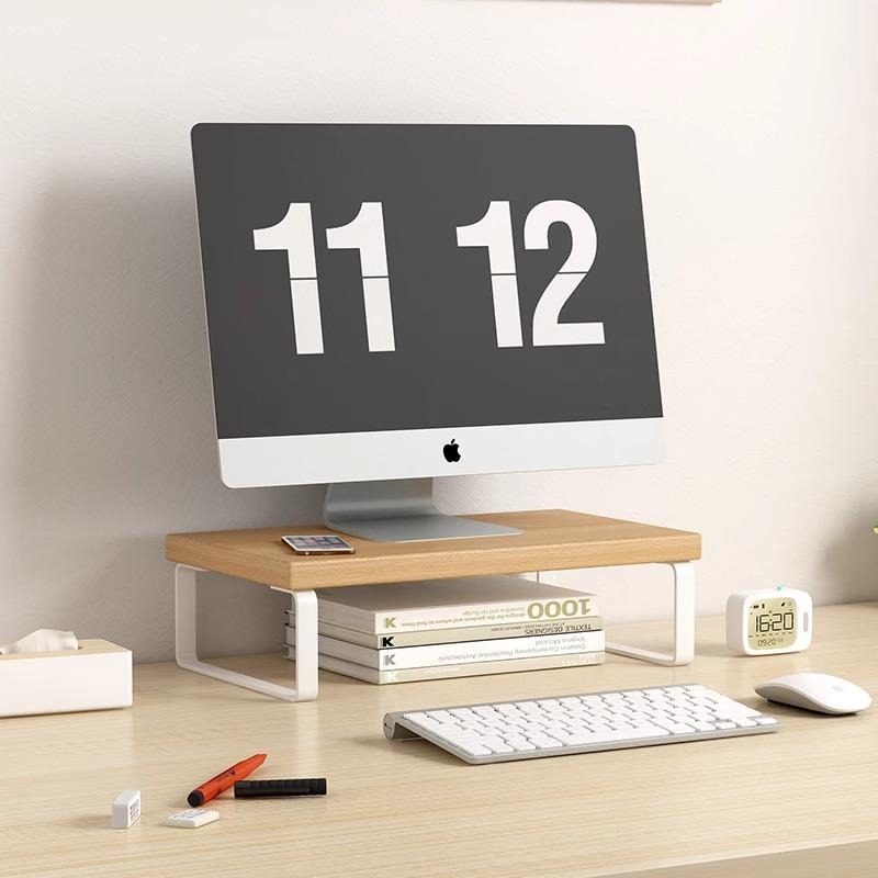 Desktop Monitor Riser Stand: Adjustable Height Shelf & Office Storage