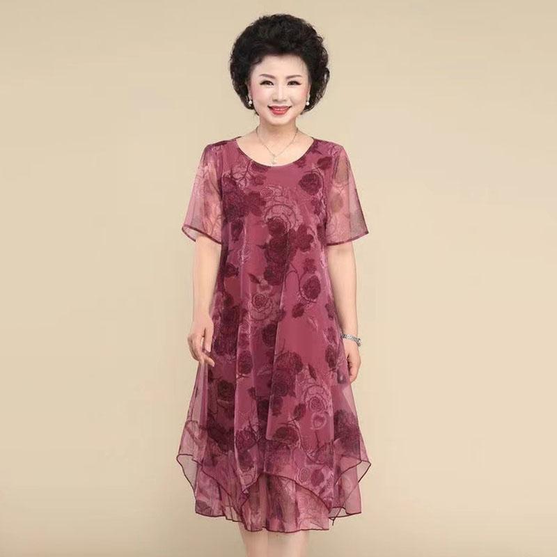 

Свободное красное шифоновое платье большого размера, женское платье средней длины с круглым вырезом и короткими рукавами, простое повседневное летнее тонкое дышащее платье 2XL красный