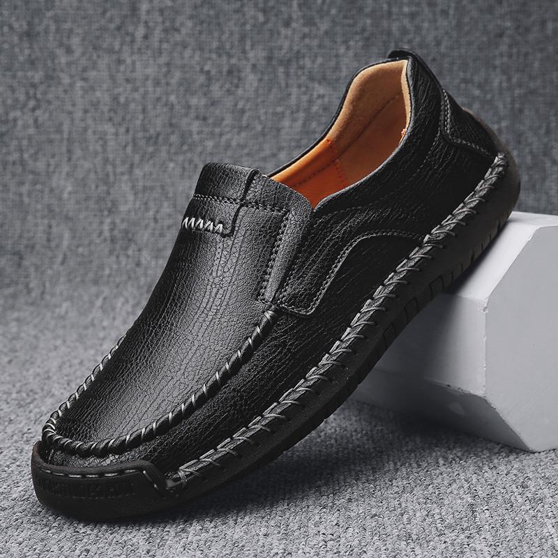 Fashion Plus Size Men's Breathable Cowhide Leather Shoes Fashionable Business Casual Men's Shoes Soft Soled Driving Shoes