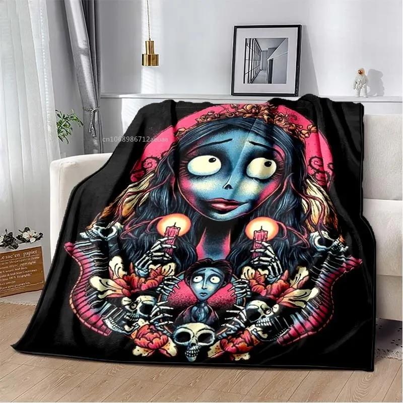 Sorrow Love Story Die Braut des Geistes Decke Hochzeit in der Nacht Decken für Bett Sofa Goth Braut Halloween Decke
