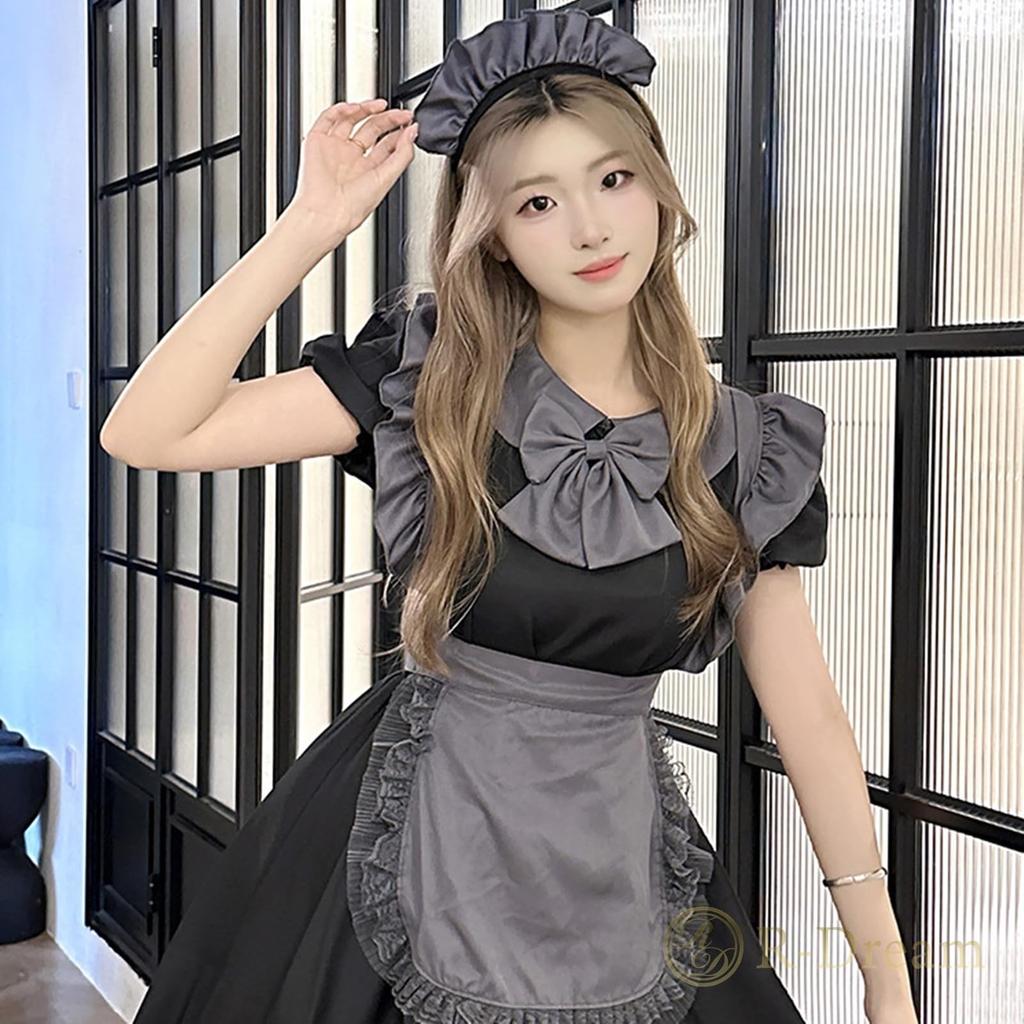 Maid Cosplay Halloween Costume for Jiangshi Gothic Lolita R-Dream Western-style Ghost/Zombie Costume, Gray, Adults, Women's, Cute, Gothic, Horror,